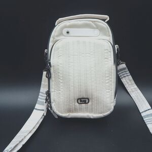 Lug Skeeter Mini Bridge White Quilted Love Convertible Crossbody Belt Bag Purse